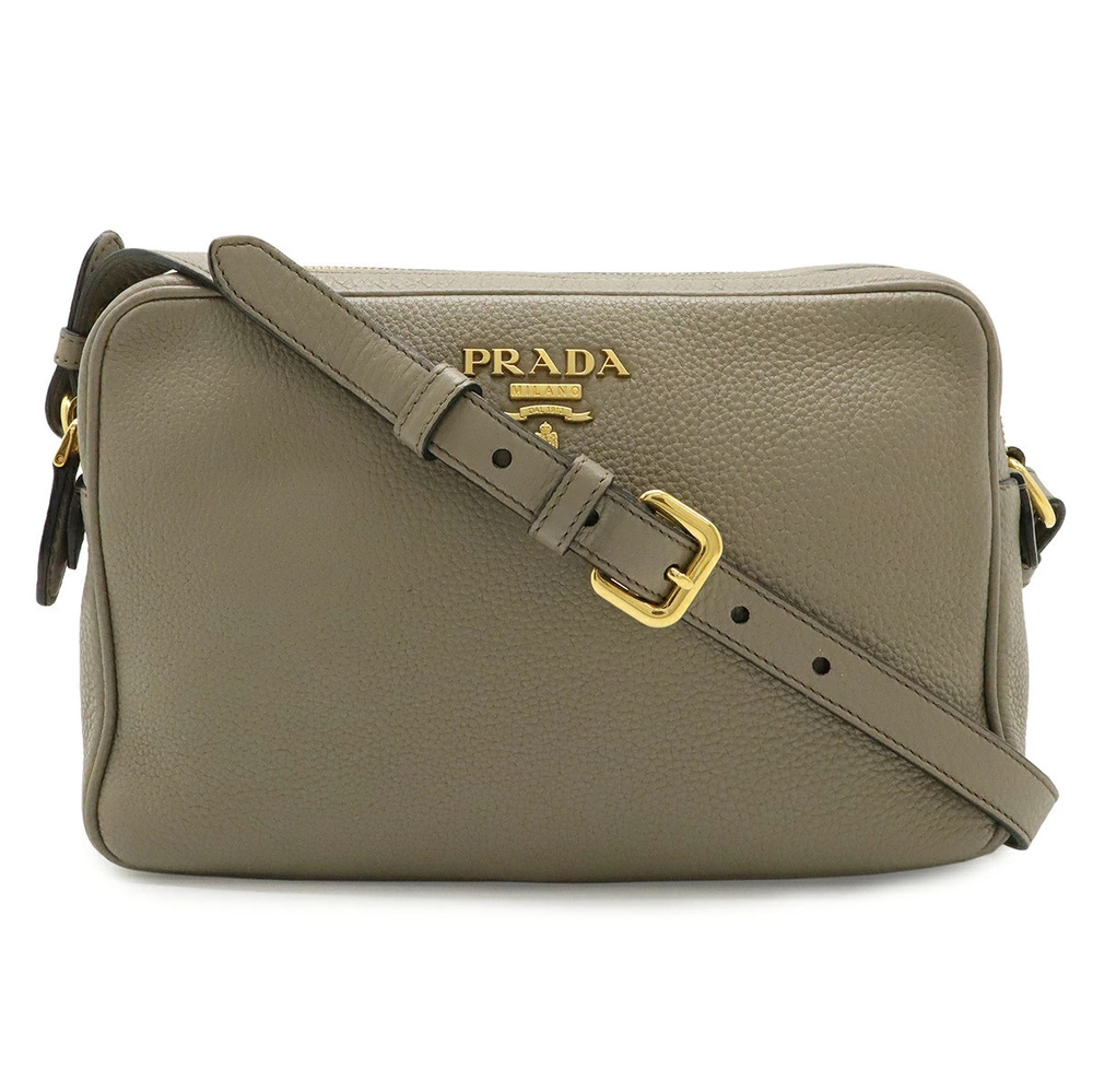 Prada Vitello Daino Crossbody Bag Leather Greige Gray